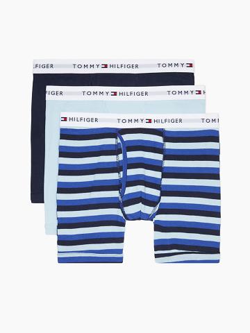 Férfi Tommy Hilfiger Classic cotton boxer brief 3pk Boxer Briefs Kék Sötétkék | HU 1353QMA